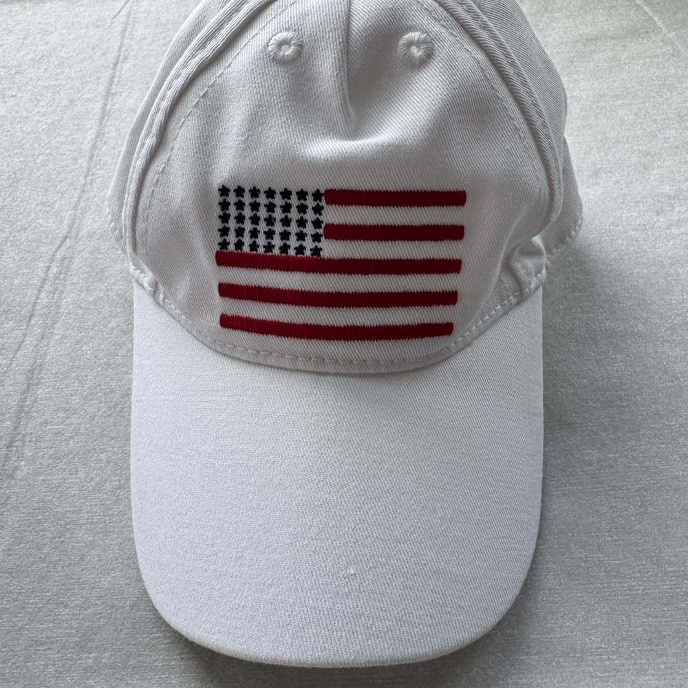 Janie and Jack White Hat with Flag Design